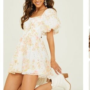 Rosalinda Eyelet Mini Dress